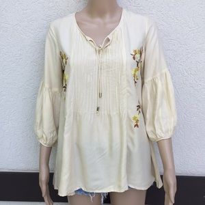 Mineral peasant top beige small cottagecore